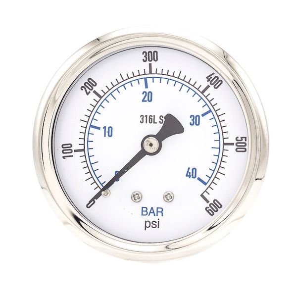 Pic Gauges 2 1/2 in Dial, 1/4 in NPT Male Center Back Location, Stainless Steel Case Material PRO-302D-254K-01 - main